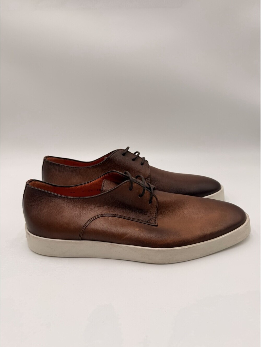 Men’s Santoni Dilate Derby Sneakers burnished brown leather Size 10